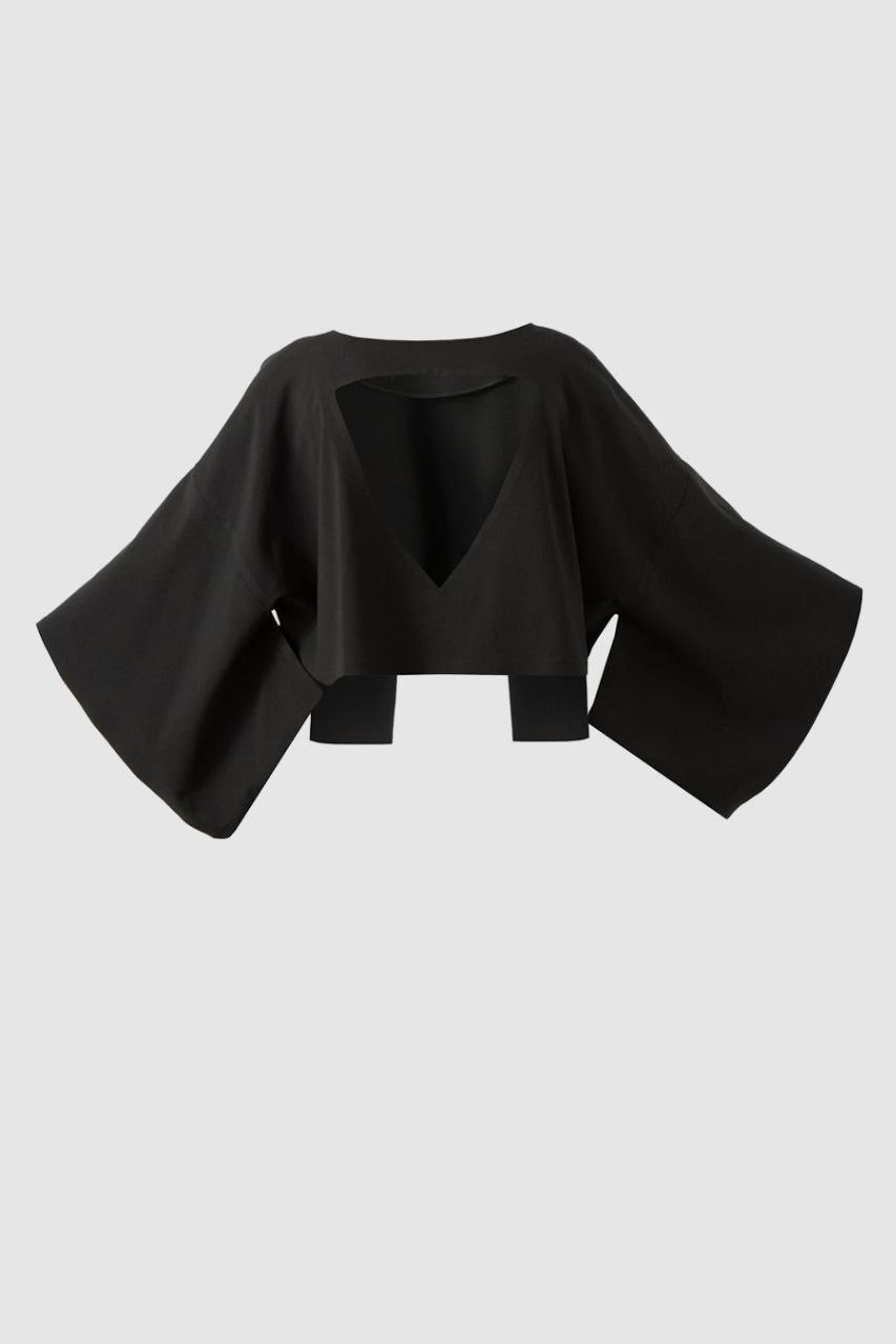 Black Two Pocket Void Blouse
