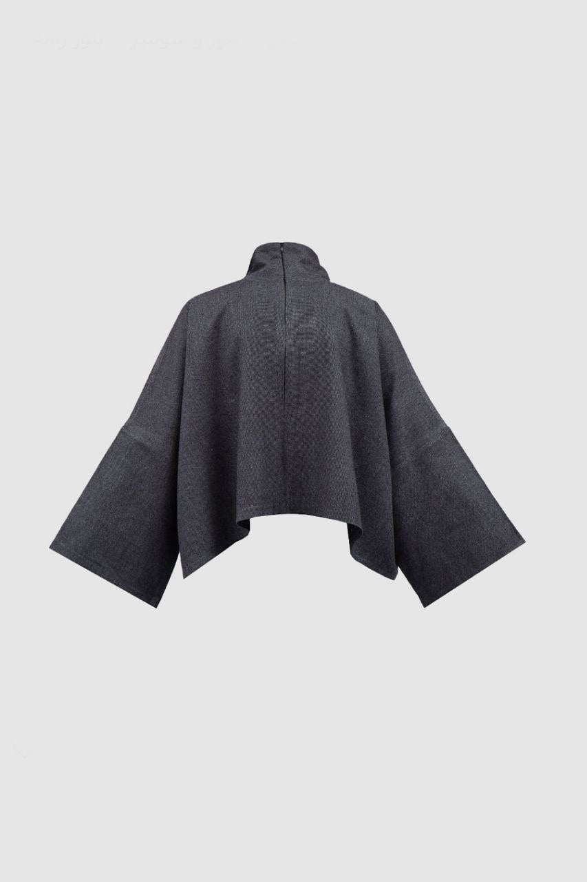 Dark Grey Cashmere Turtleneck Blouse
