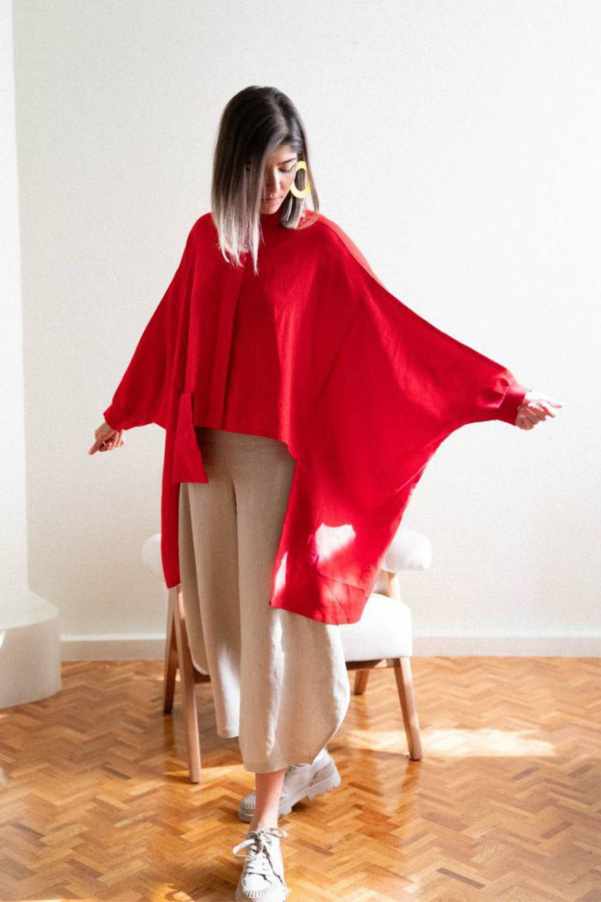 Red Kimono Blouse