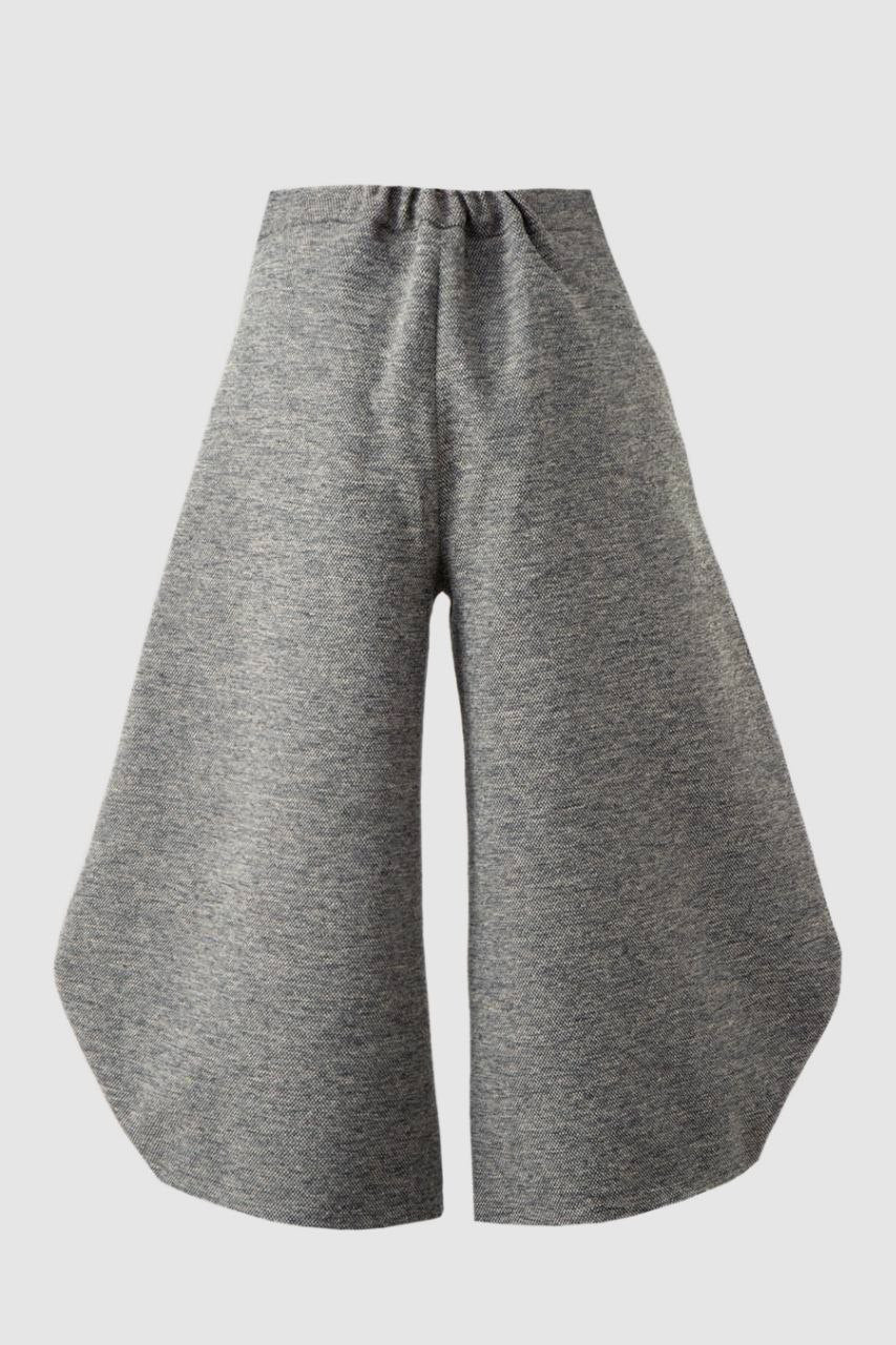 Grey Round Woolen Trousers