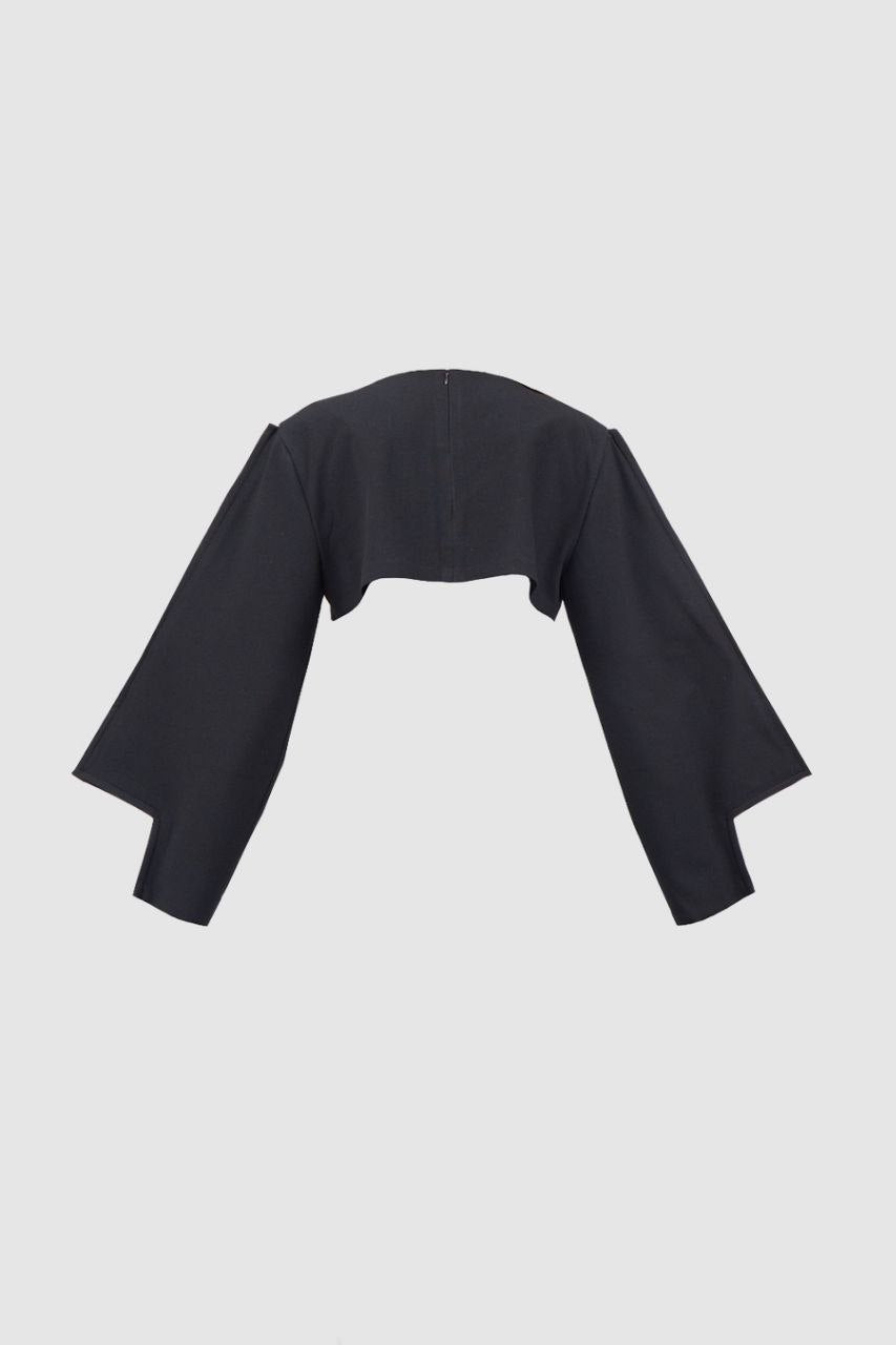 Black Crop Triangle Blouse