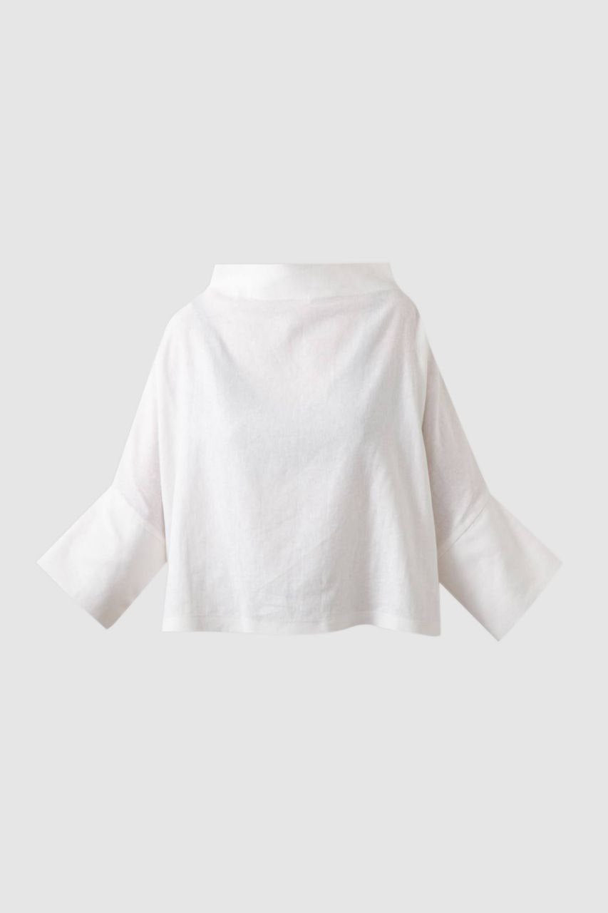 White Square Linen Blouse