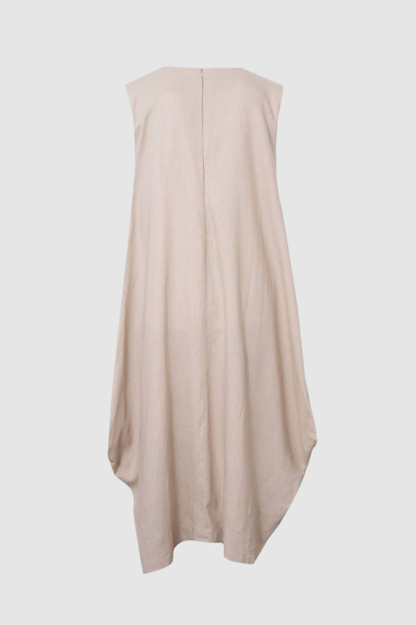 Beige Diamond Linen Dress