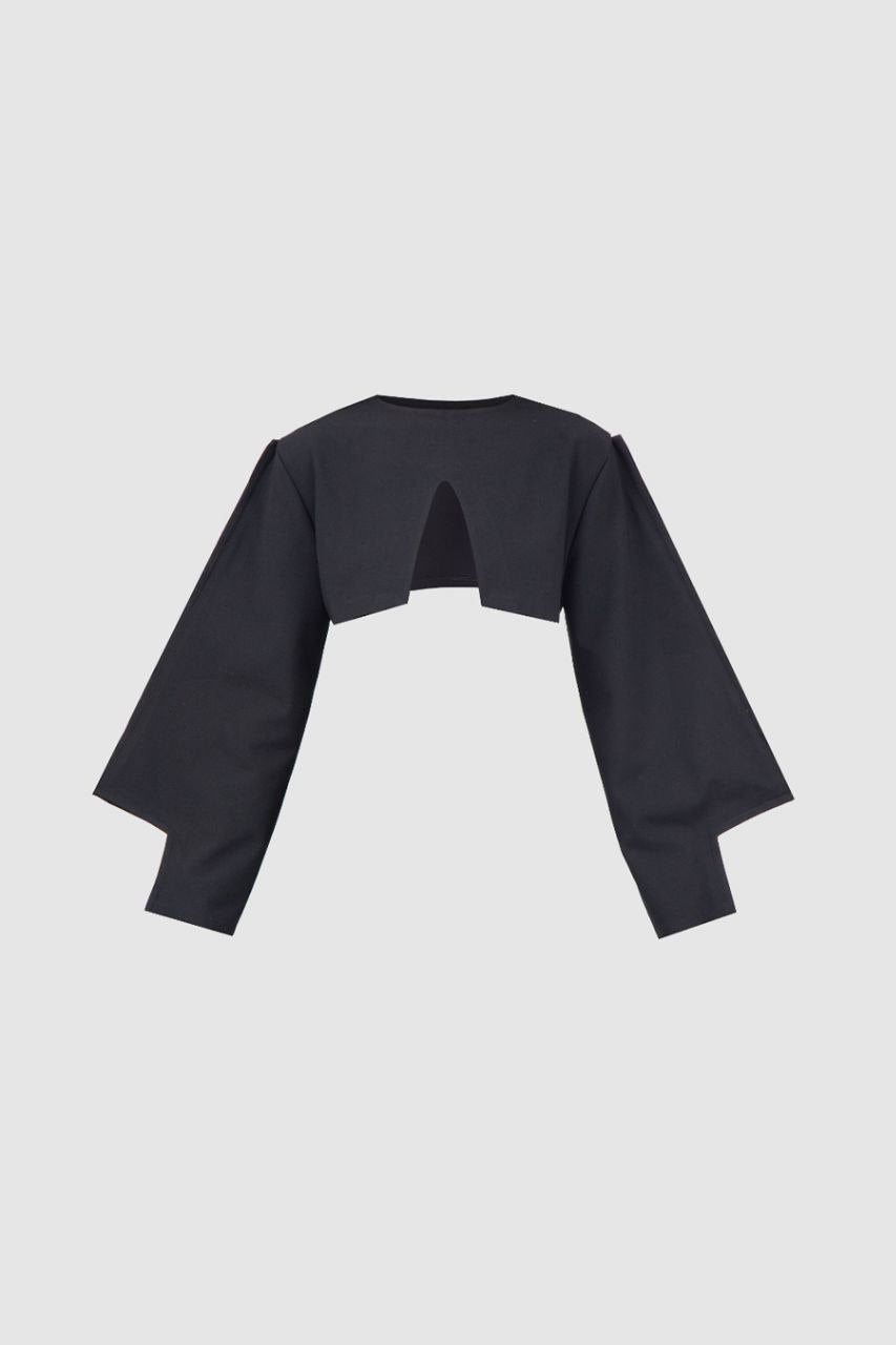 Black Crop Triangle Blouse
