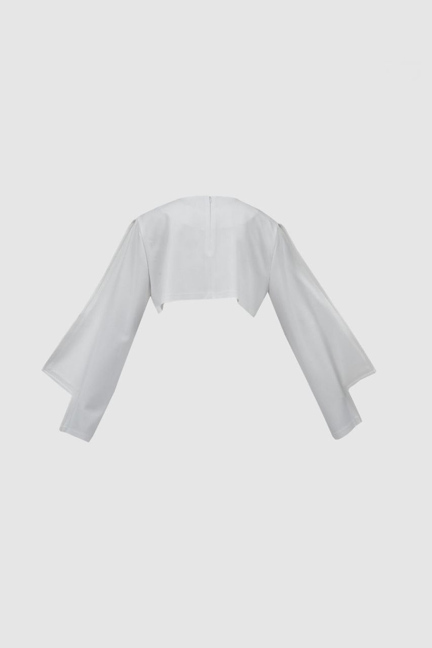 White Crop Triangle Blouse