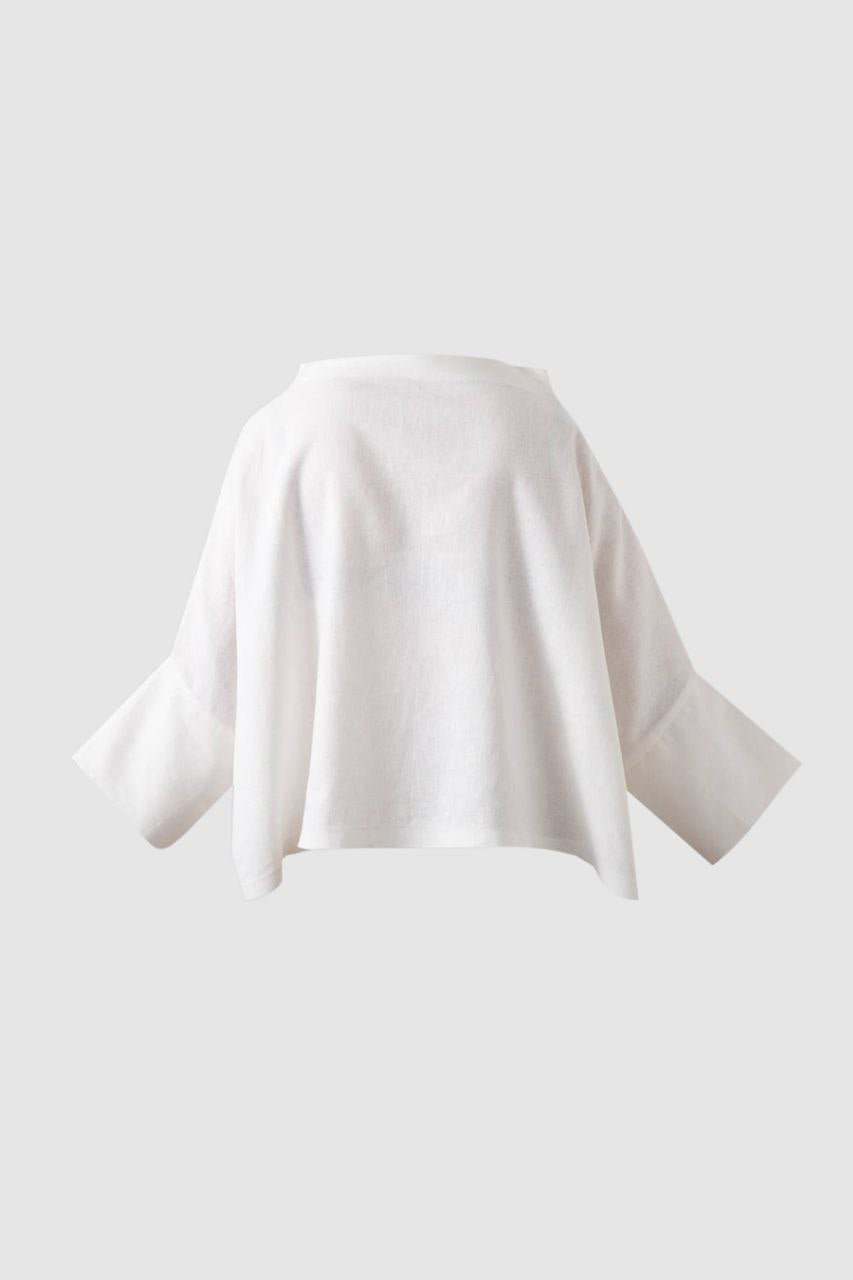 White Square Linen Blouse