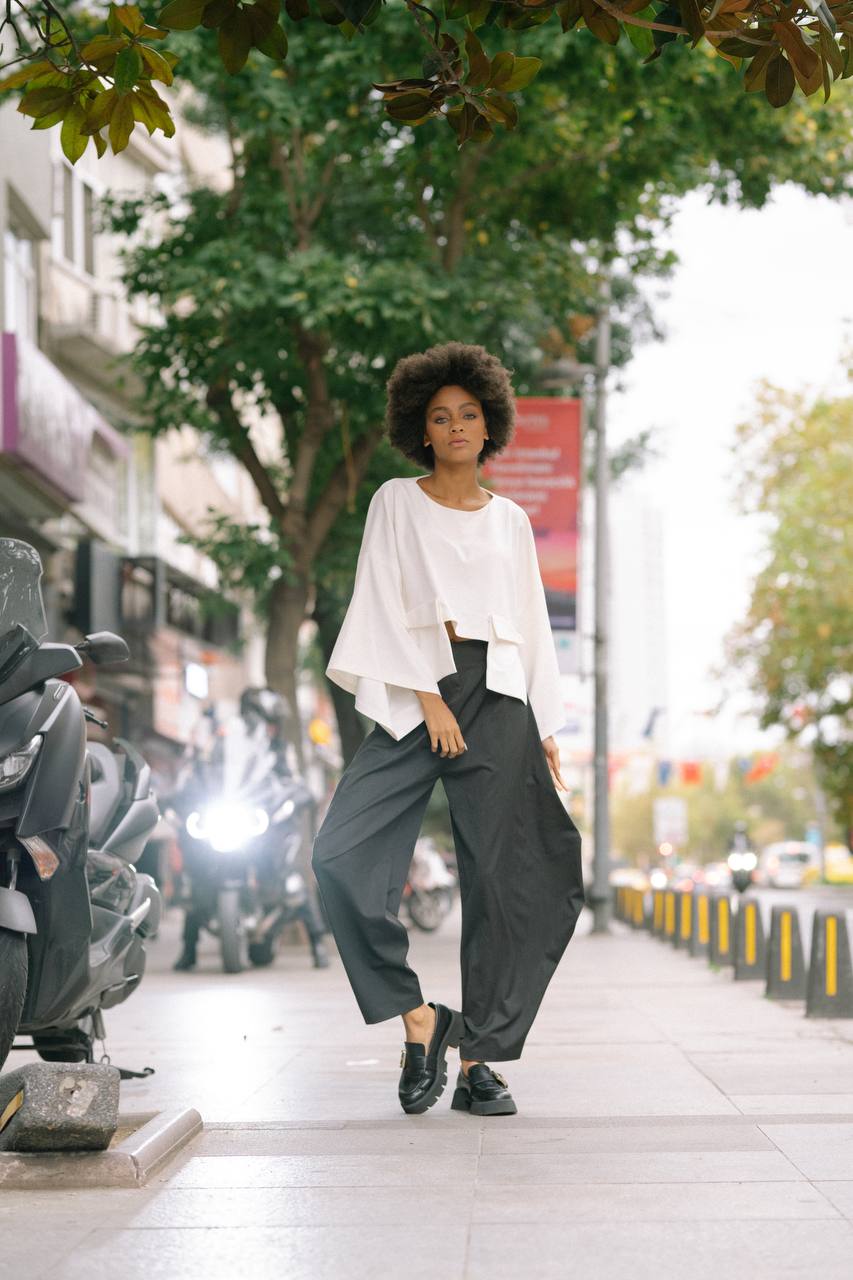 White Two Pocket Void Blouse