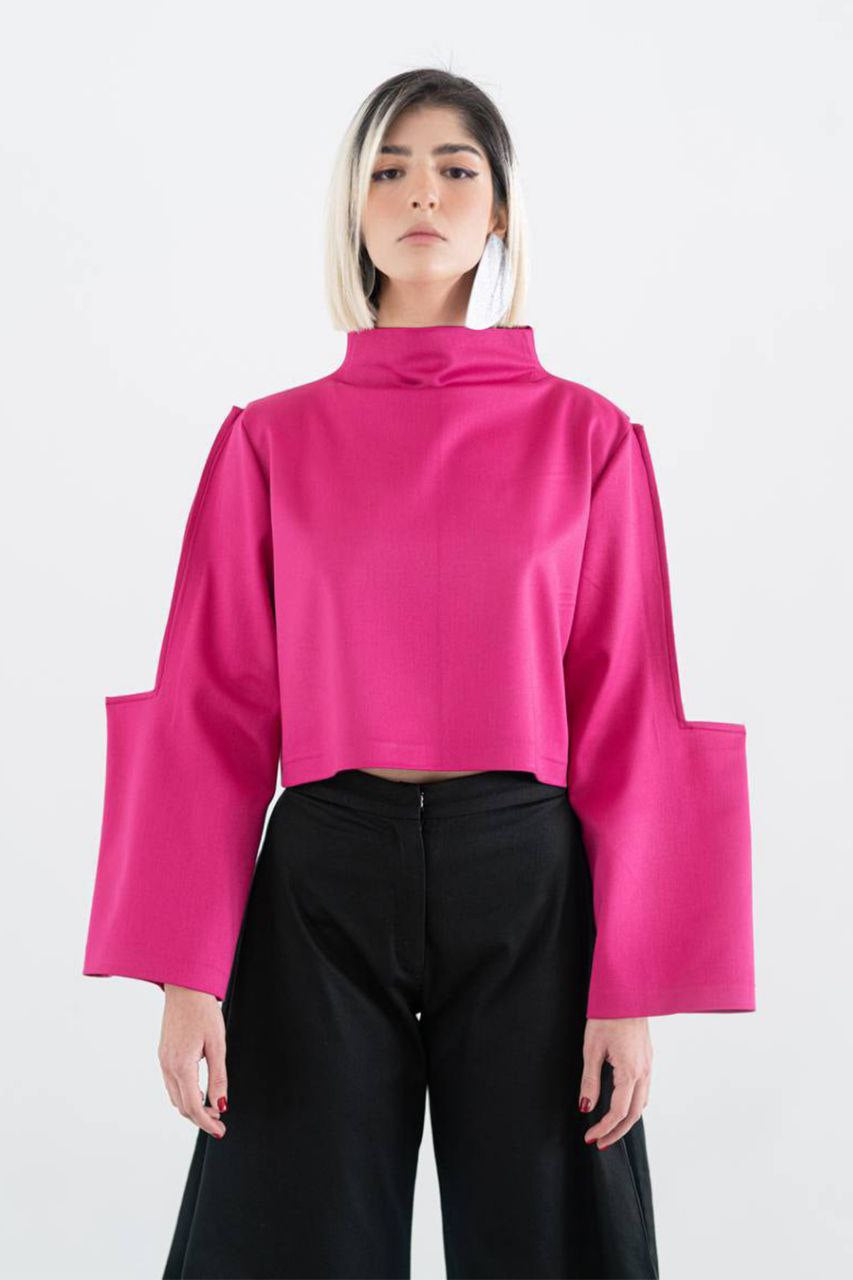 Pink L Sleeve Blouse