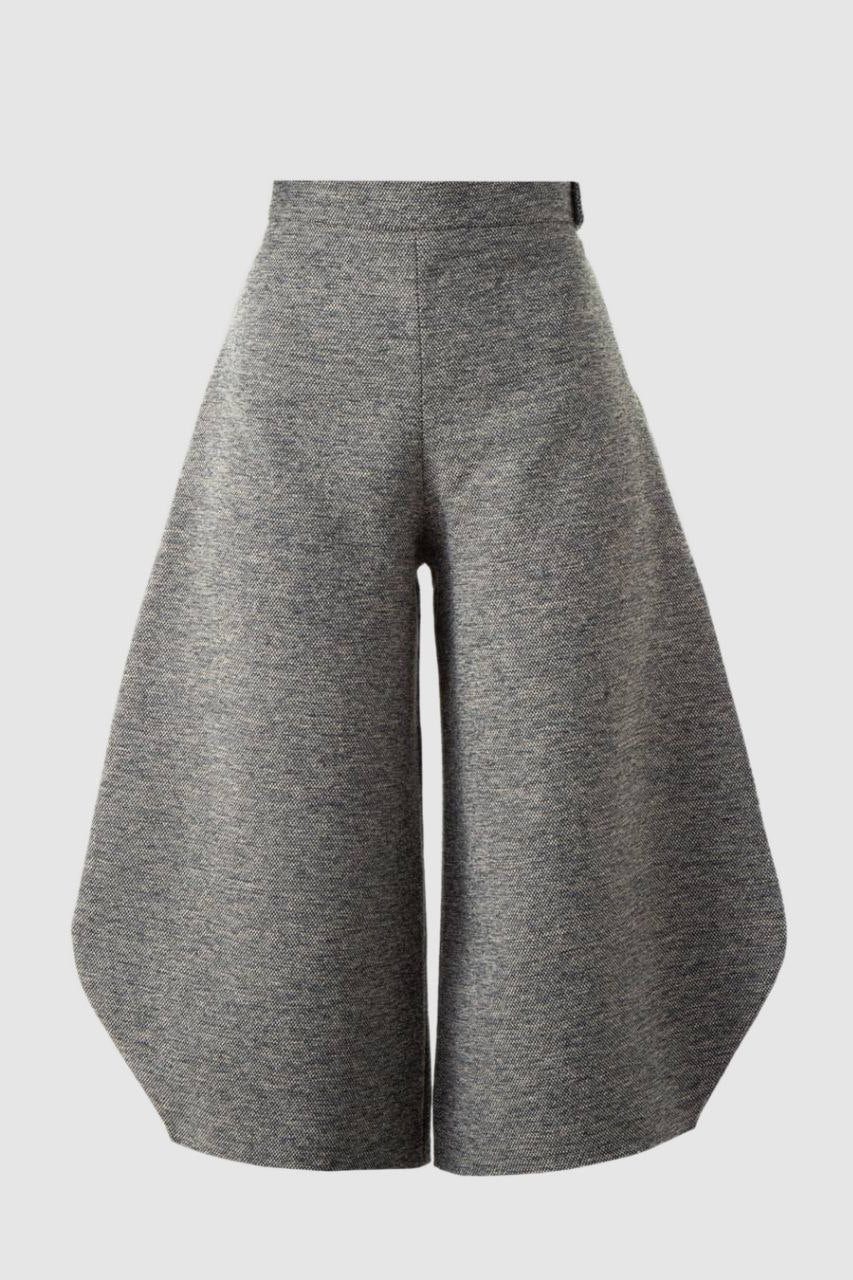 Grey Round Woolen Trousers