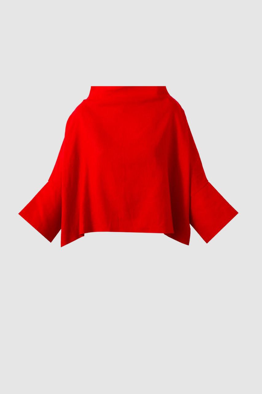 Red Square Linen Blouse