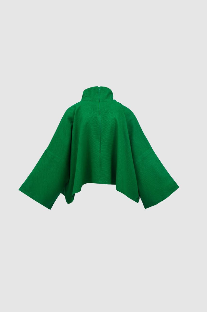 Green Cashmere Turtleneck Blouse