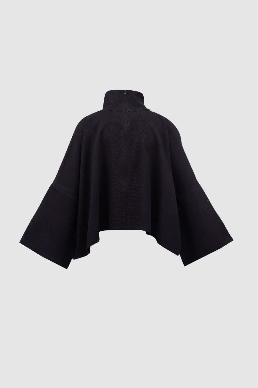 Black Cashmere Turtleneck Blouse