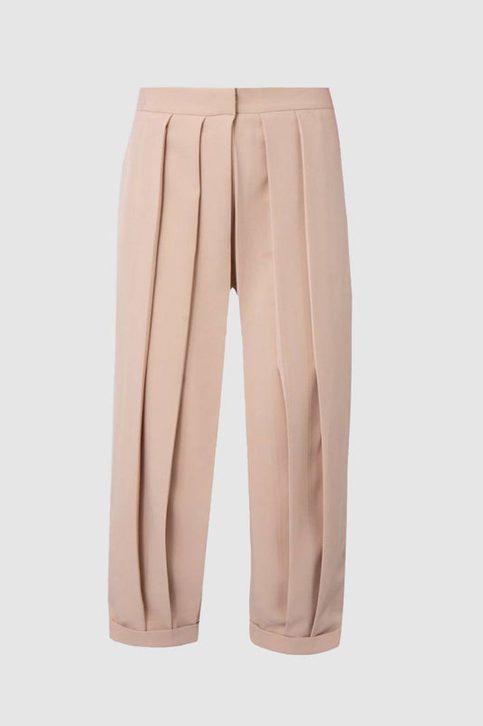 Cream Super Pleated Trousers