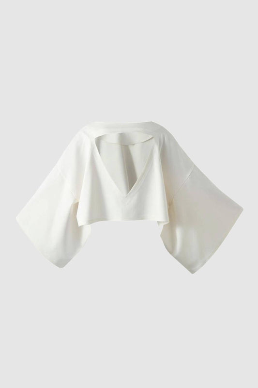 White Two Pocket Void Blouse