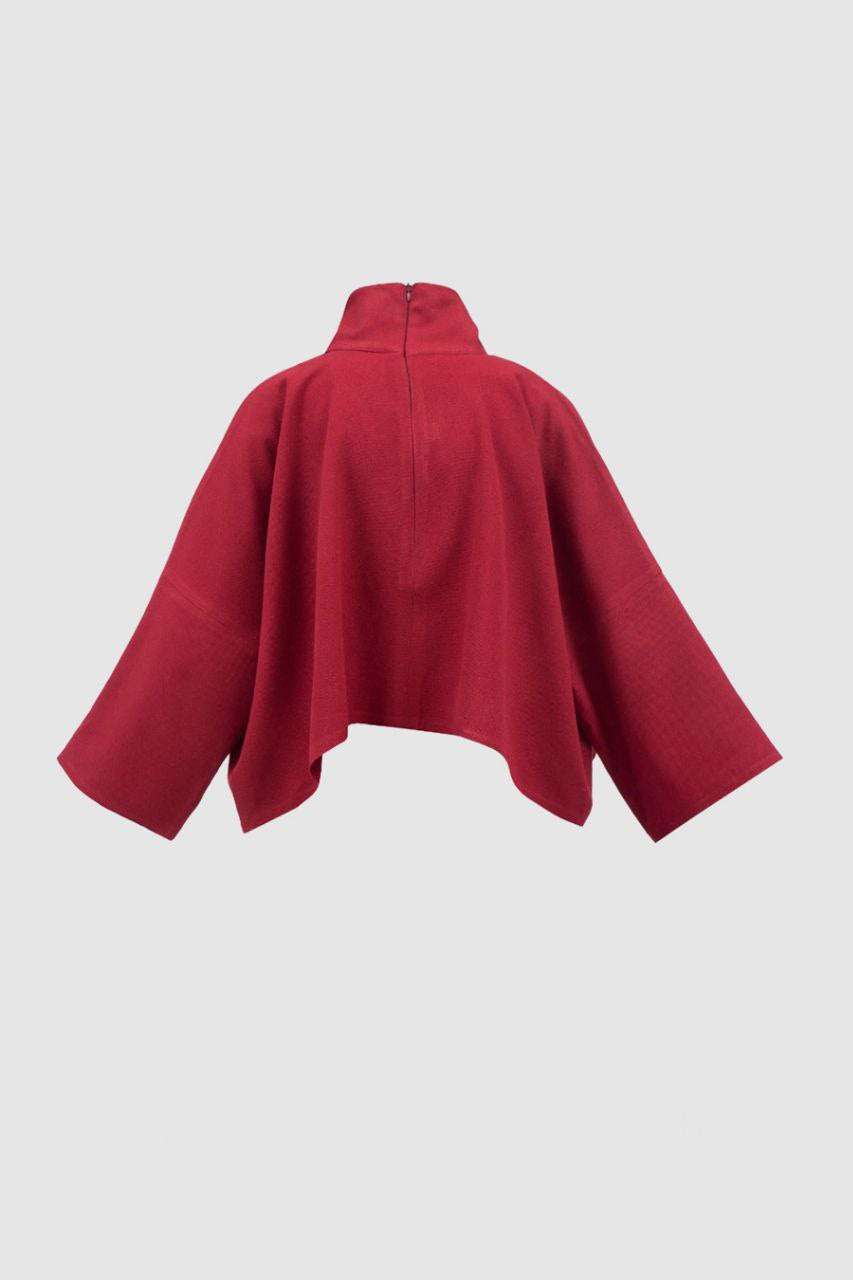 Red Cashmere Turtleneck Blouse