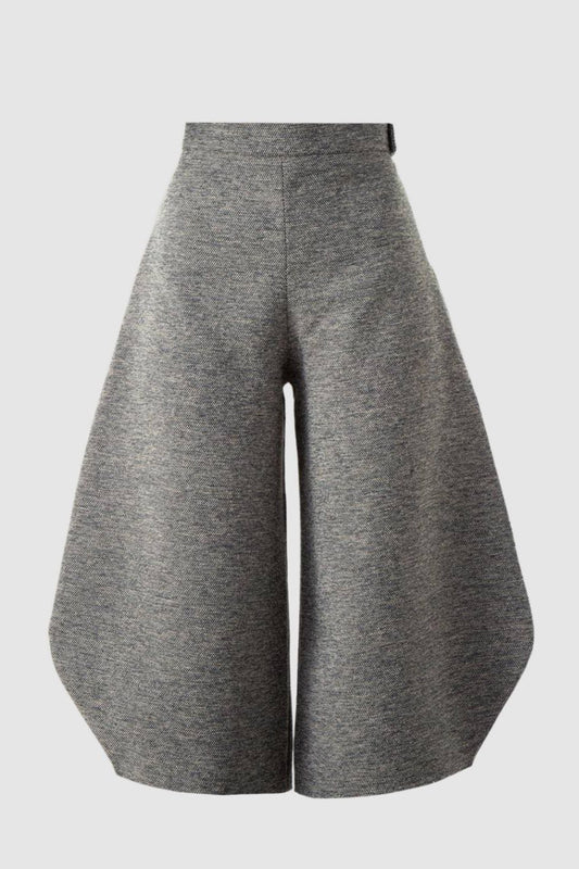 Grey Round Woolen Trousers