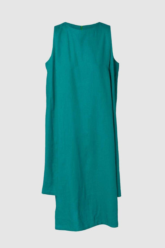 Green Step Linen Dress