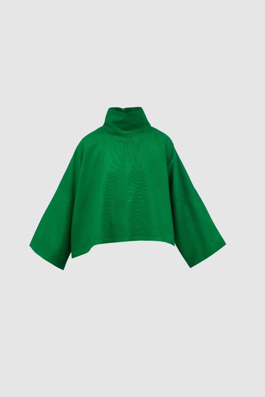 Green Cashmere Turtleneck Blouse